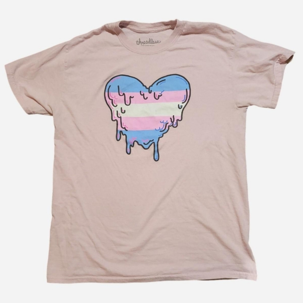 baby pink spencer's transgender pride gooey melting slime heart graphic t shirt